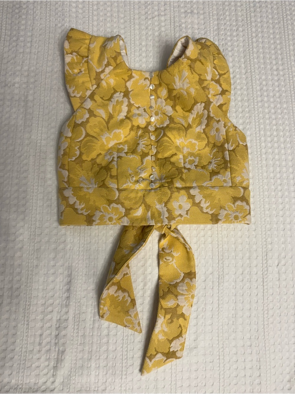Sezane Yellow and White Floral Tie-Back Crop Top BRAND NEW W/O TAGS - Picture 3 of 8